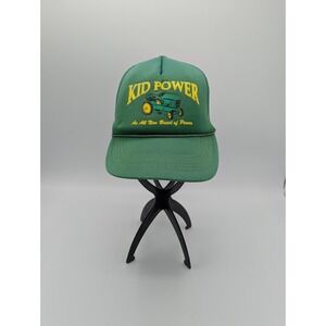 Vintage Tractor Trucker Hat‎ Kid Power Youth Boys Snap Back Mesh Green